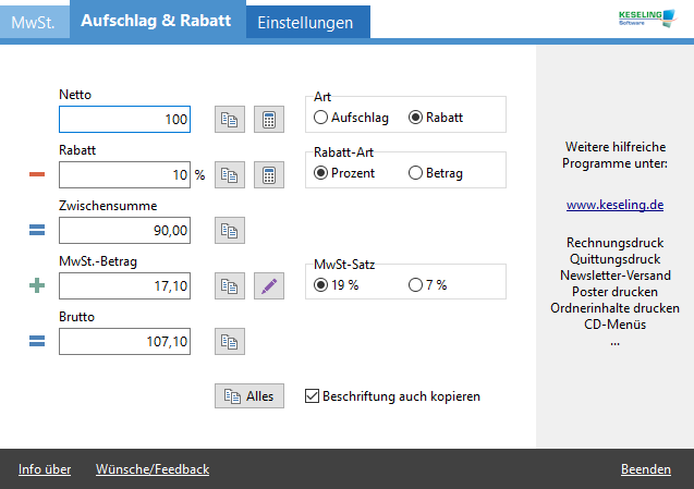 eseling MwSt-Rechner