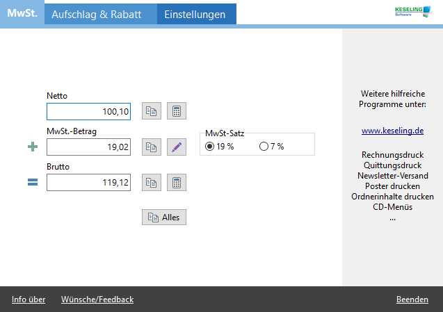 eseling MwSt-Rechner