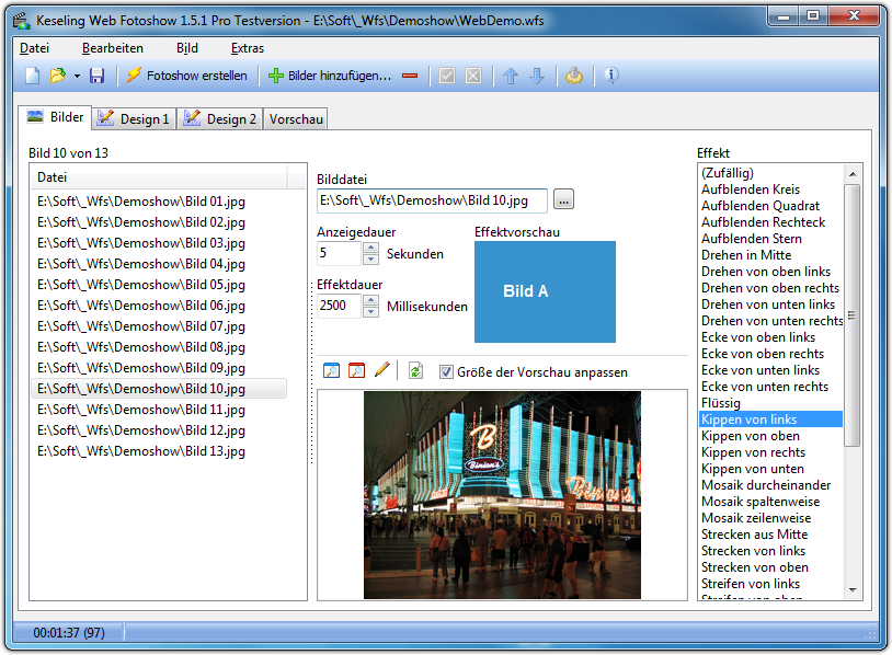 Prodaro Web Fotoshow - Hauptfenster
